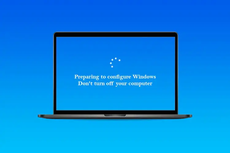 رفع مشکل پیغام preparing to configure windows